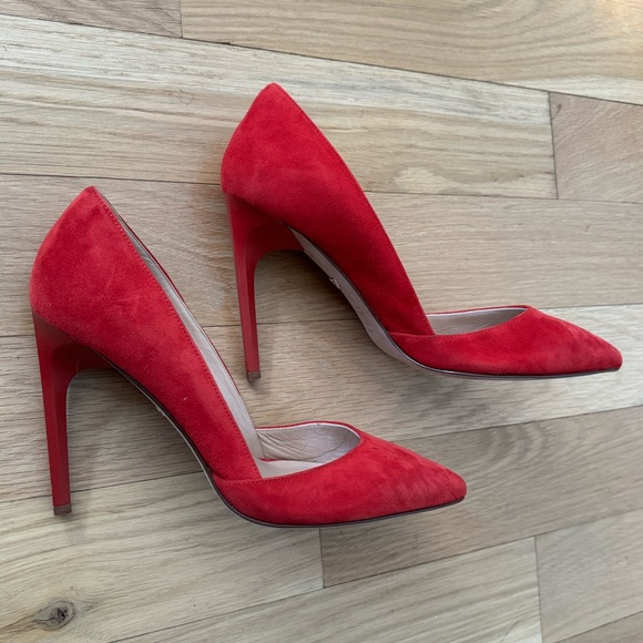 Diane Von Furstenberg Shoes - Diane Von Furstenburg Red Suede Pointy Pumps Heels 8M / 38